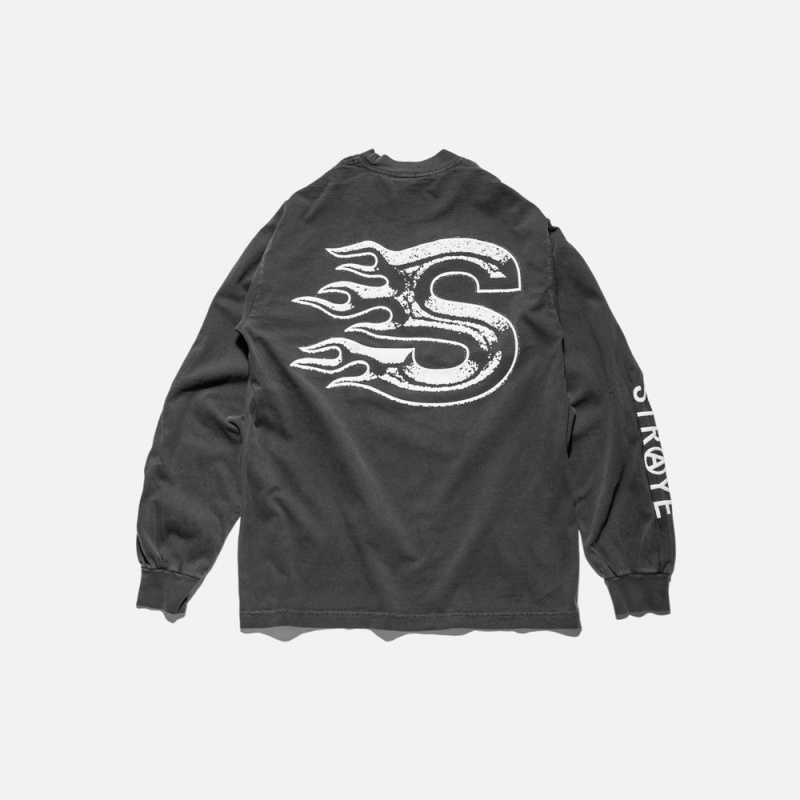 Black Straye Blaze L/S Tee UK | GDZOF3452