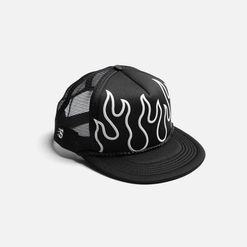 Black Straye Fuego Caps UK | MPRQU9786