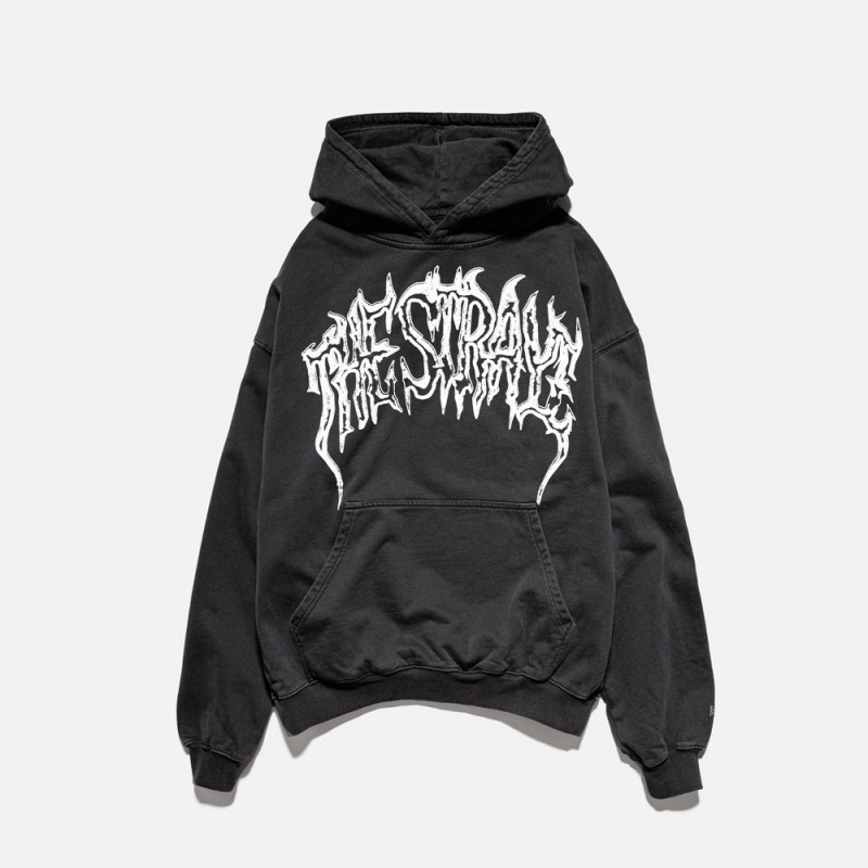 Black Straye Metal Hoodie UK | XHQZW3681