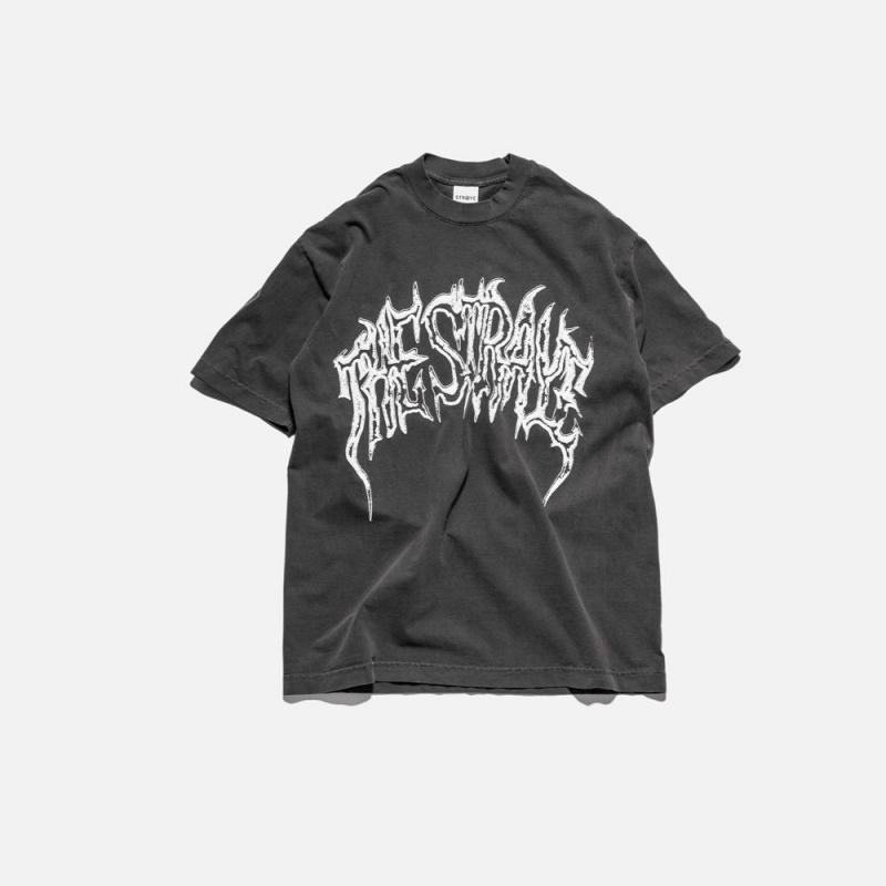 Black Straye Metal S/S Tee UK | BCRJH6213