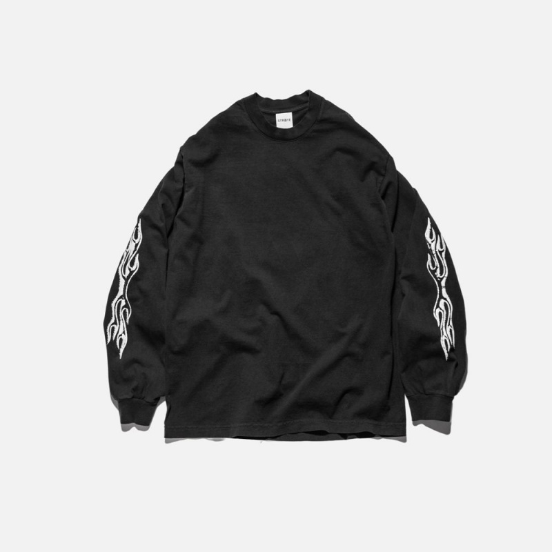 Black Straye Tribal L/S Tee UK | KSUTX2160