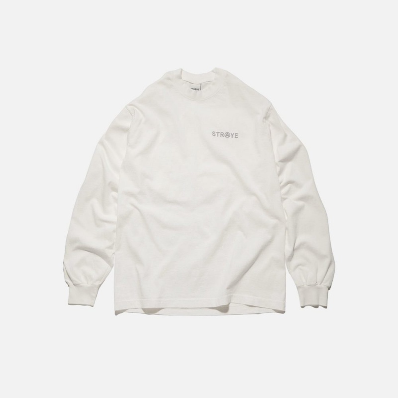 White Straye Blazing A L/S Tee UK | KQBOE0954