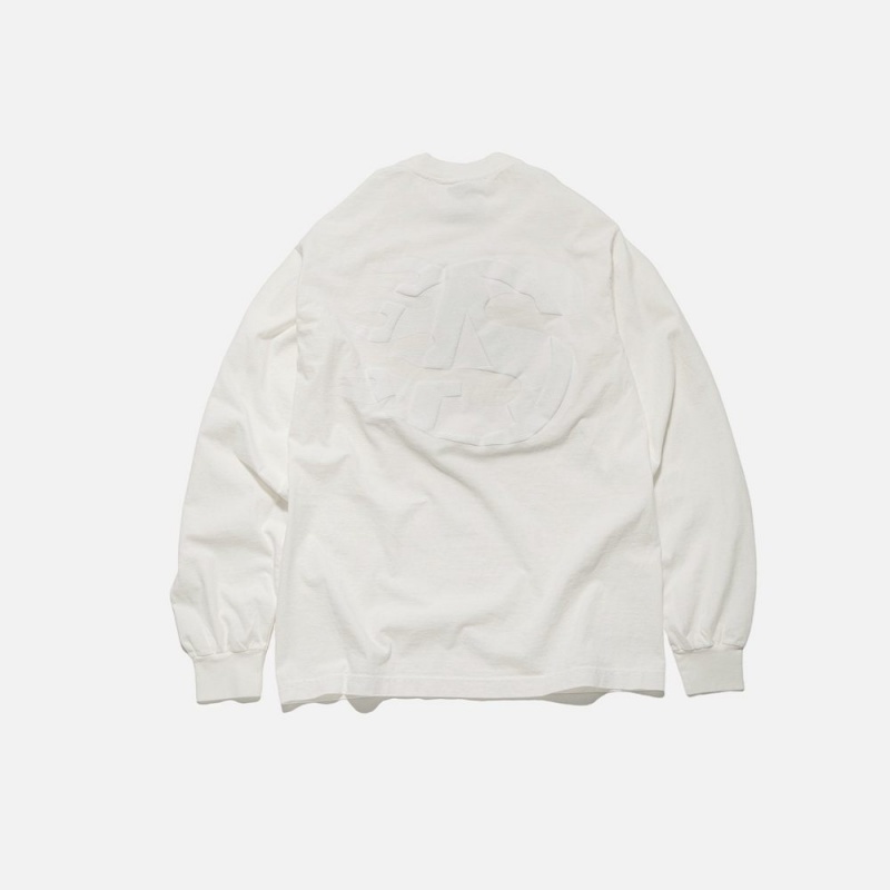 White Straye Blazing A L/S Tee UK | KQBOE0954