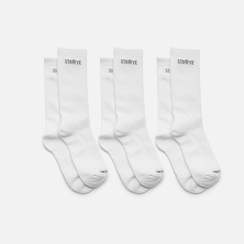 White Straye Tre Socks UK | HAGFK0986